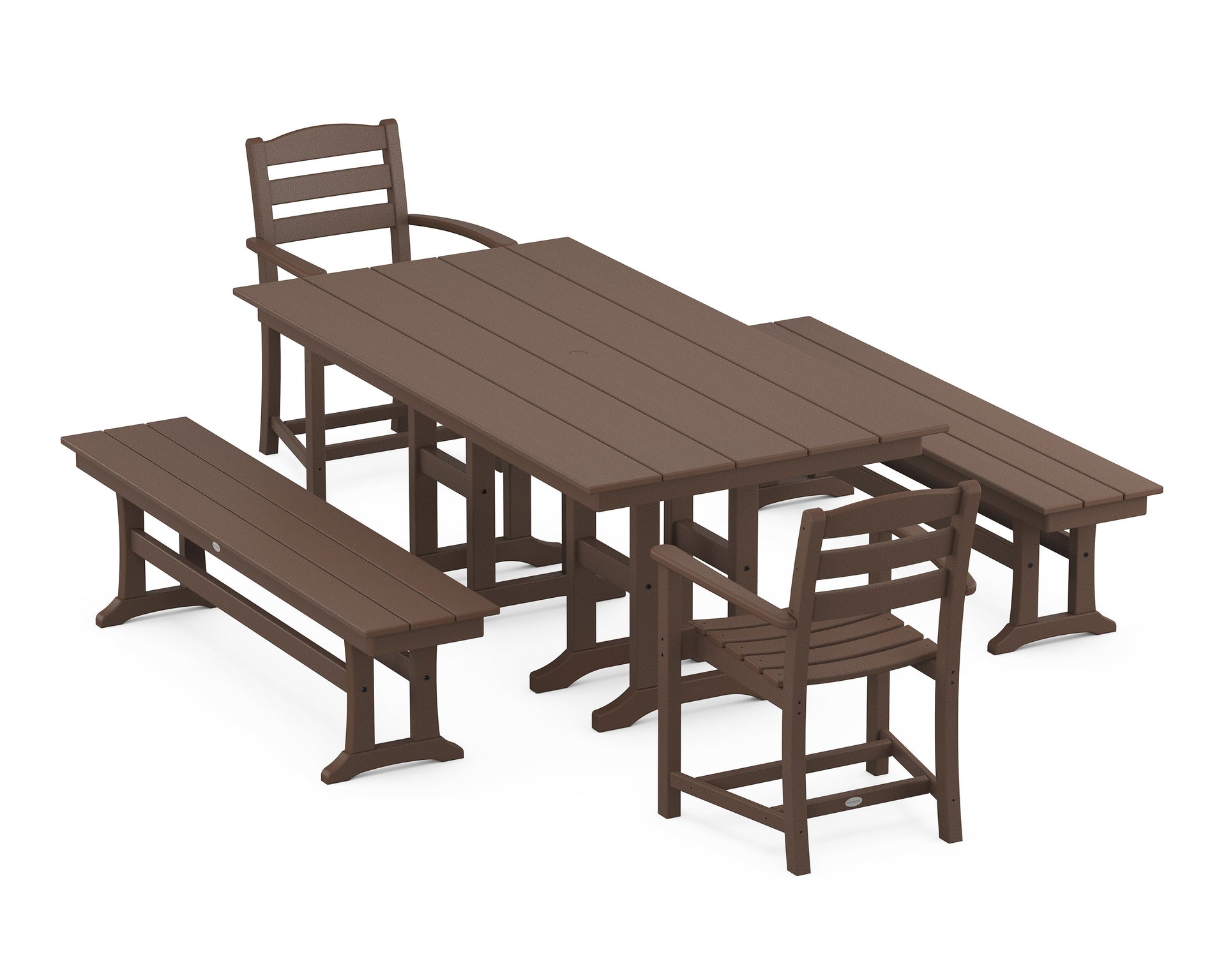 La Casa Café 5-Piece Farmhouse Dining Set with Benches