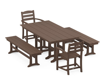 La Casa Café 5-Piece Farmhouse Dining Set with Benches