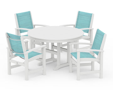 Coastal 5-Piece Round Farmhouse Dining Set