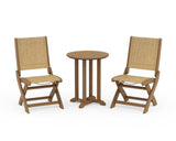 Coastal Folding Side Chair 3-Piece Round Bistro Dining Set