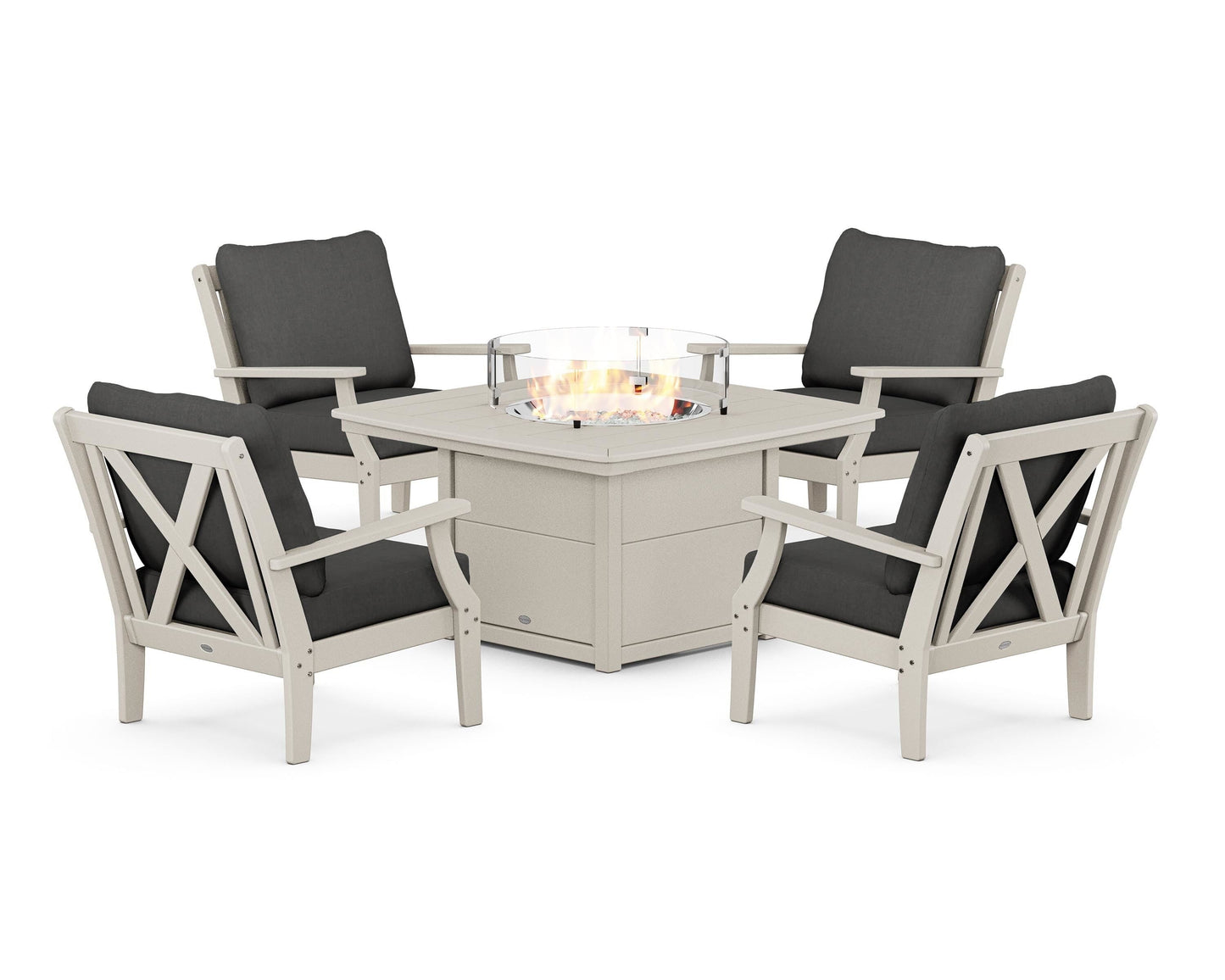 Braxton 5-Piece Deep Seating Conversation Set with Fire Pit Table