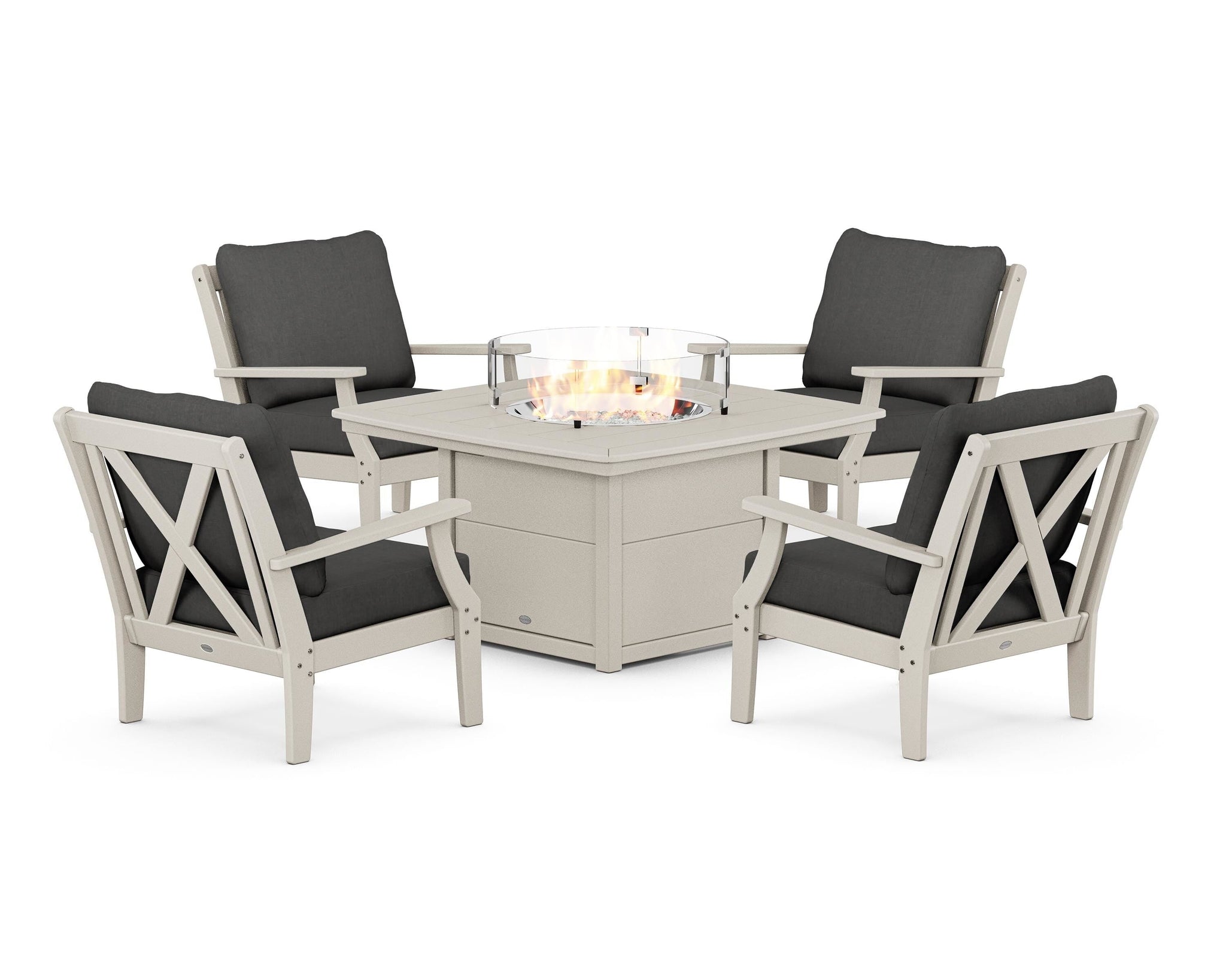 Braxton 5-Piece Deep Seating Conversation Set with Fire Pit Table