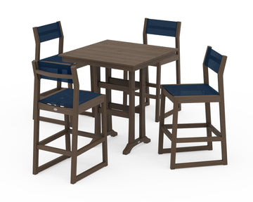 EDGE Sling Arm Chair 5-Piece Farmhouse Bar Set with Trestle Legs