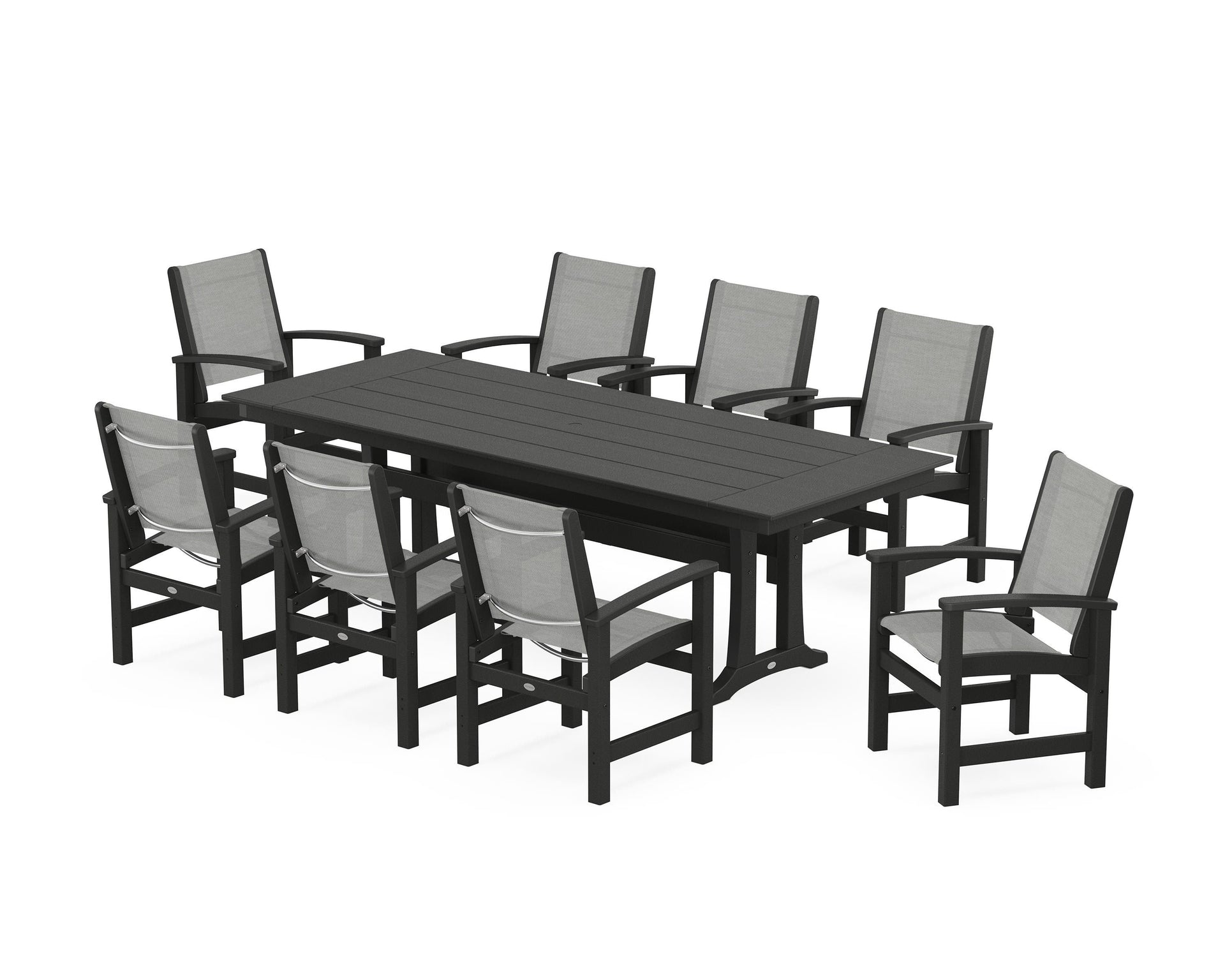 Coastal 9-Piece Farmhouse Dining Set with Trestle Legs