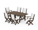 Coastal Folding Chair 7-Piece Rustic Farmhouse Dining Set
