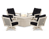 Vineyard 5-Piece Deep Seating Swivel Conversation Set with Fire Pit Table