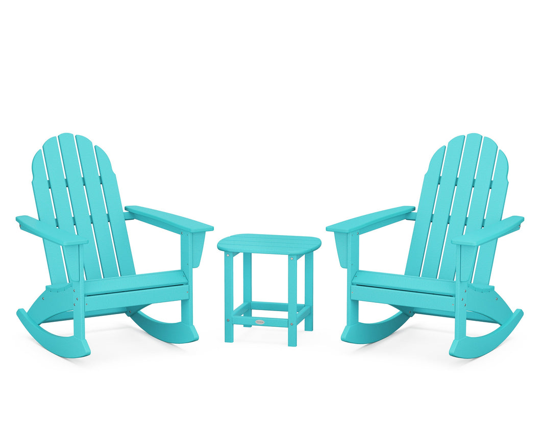Vineyard 3-Piece Adirondack Rocking Chair Set with South Beach 18" Side Table