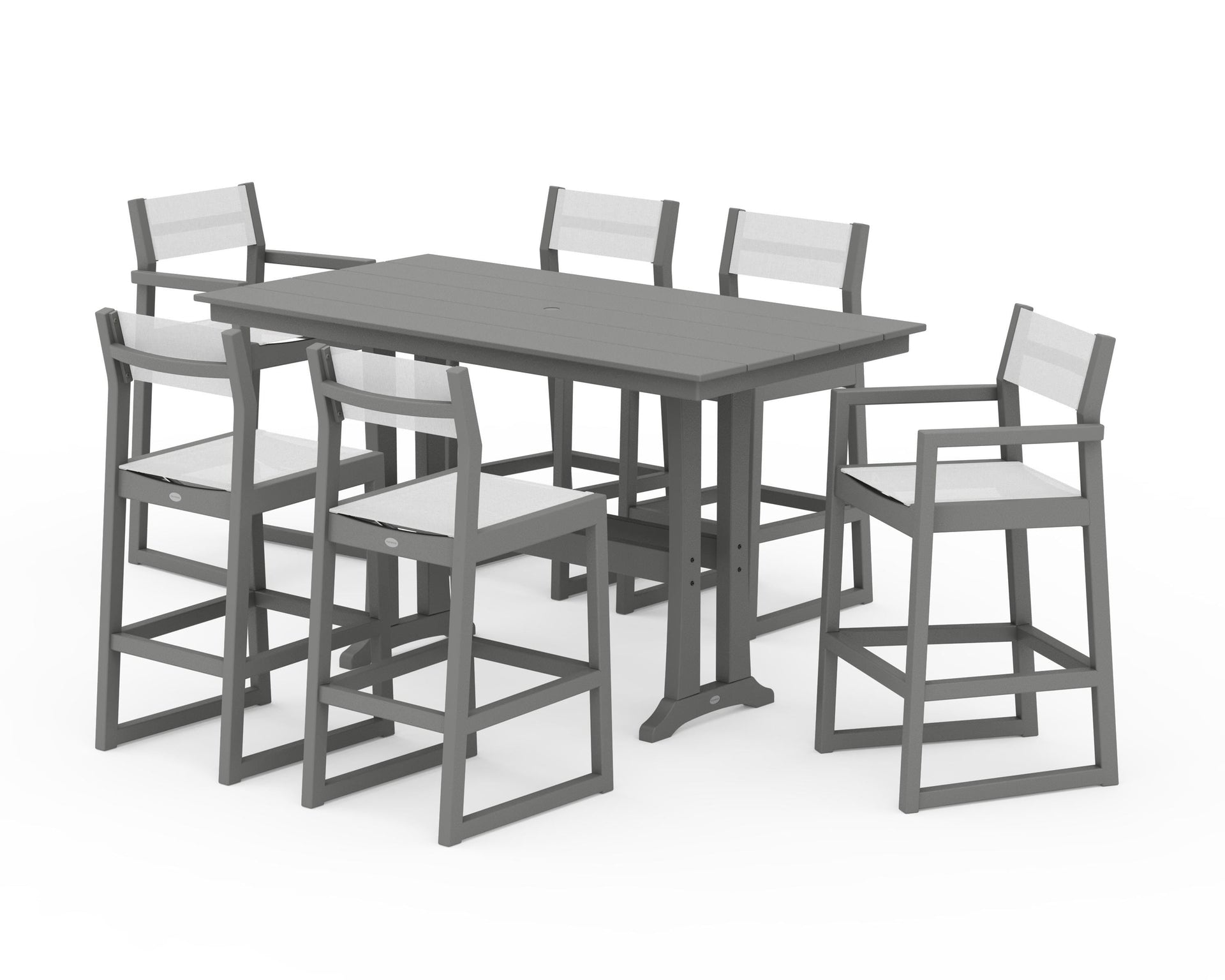 EDGE Sling 7-Piece Farmhouse Bar Set with Trestle Legs