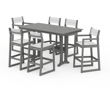 EDGE Sling 7-Piece Farmhouse Bar Set with Trestle Legs