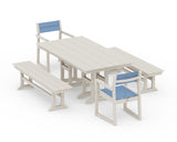 EDGE Sling Arm Chair 5-Piece Farmhouse Dining Set with Benches