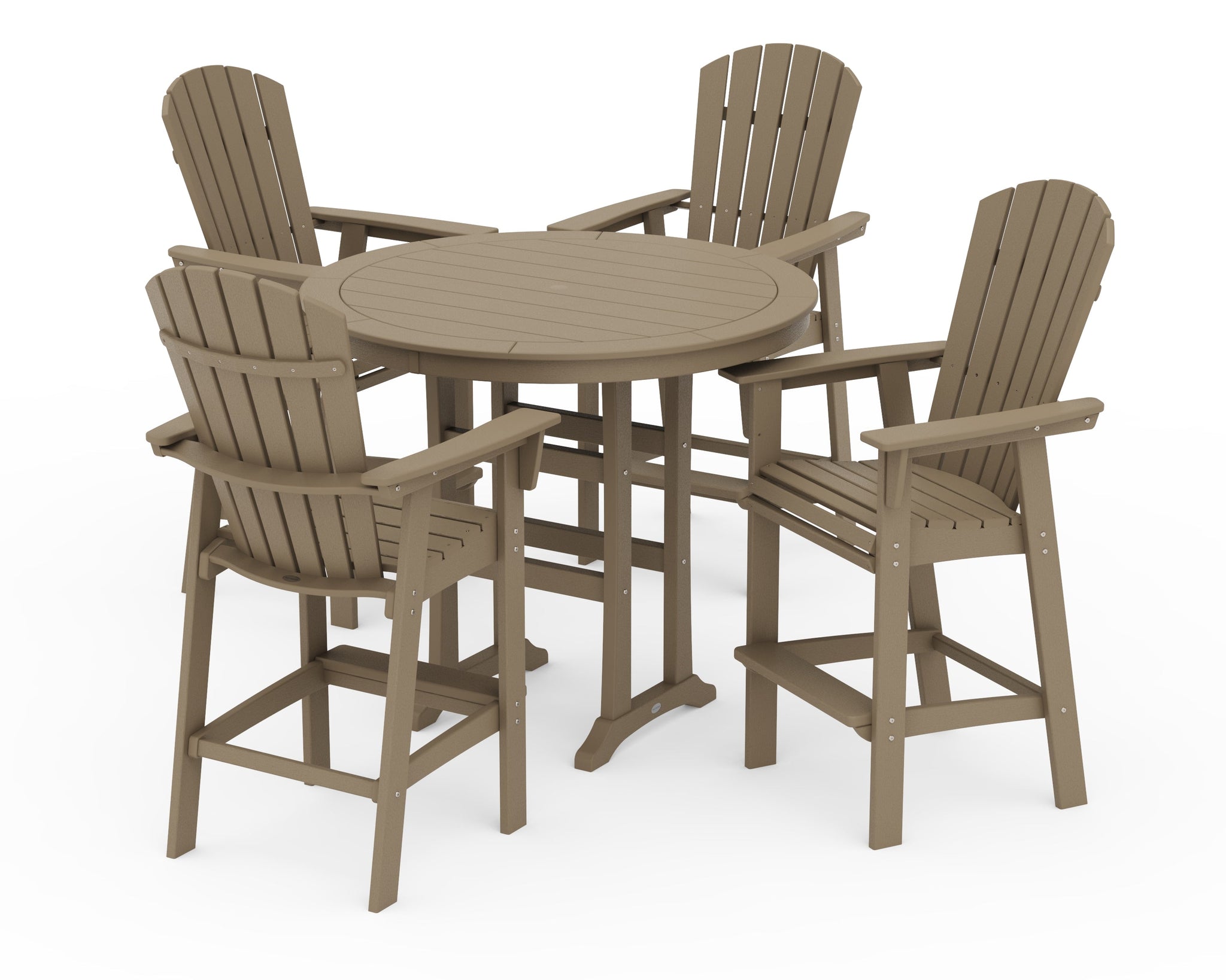 Nautical Curveback Adirondack 5-Piece Round Trestle Bar Set