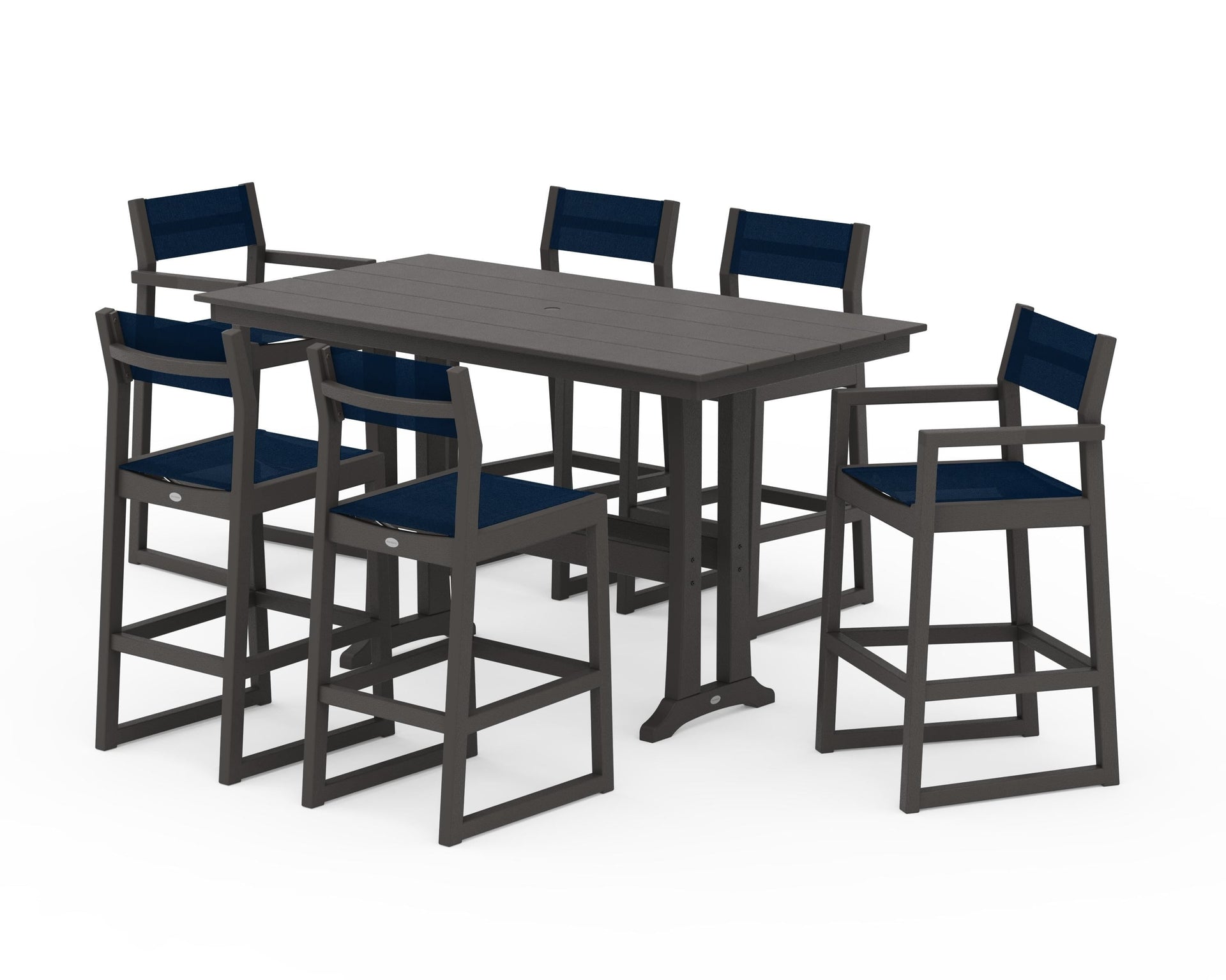 EDGE Sling 7-Piece Farmhouse Bar Set with Trestle Legs