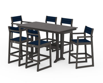 EDGE Sling 7-Piece Farmhouse Bar Set with Trestle Legs