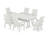 Modern Adirondack Swivel Chair 7-Piece Dining Set with Trestle Legs
