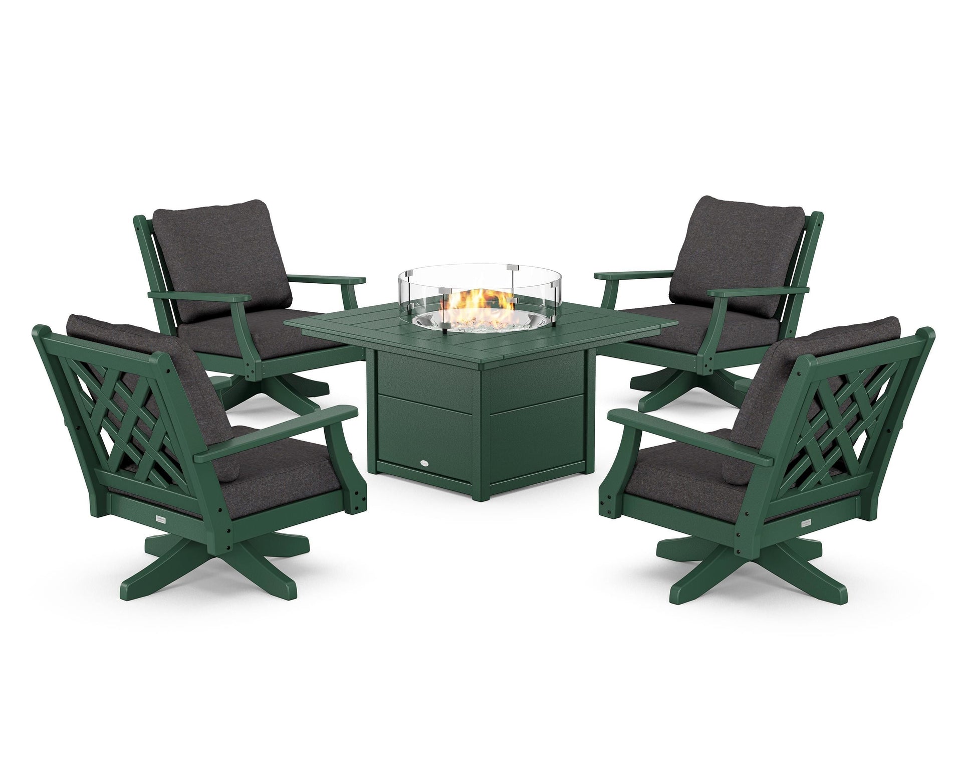 Wovendale 5-Piece Deep Seating Swivel Conversation Set with Fire Pit Table