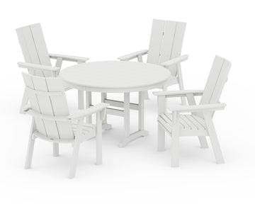 Modern Curveback Adirondack 5-Piece Round Farmhouse Dining Set