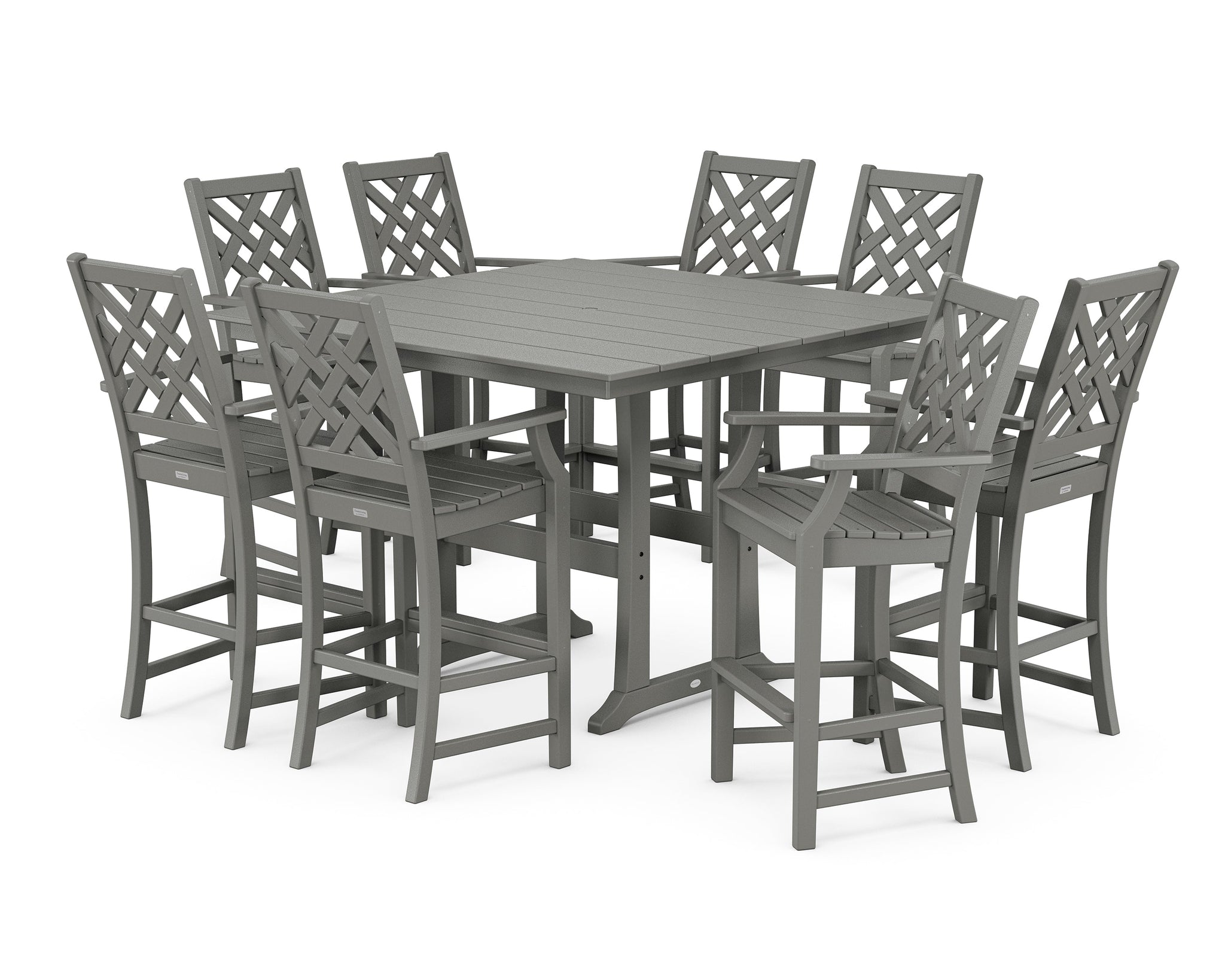 Wovendale 9-Piece Square Farmhouse Bar Set with Trestle Legs