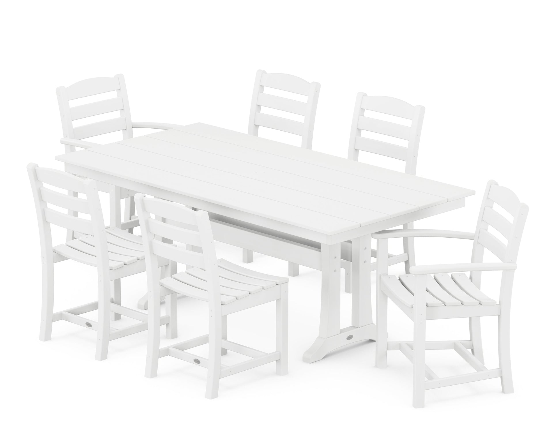 La Casa Café 7-Piece Farmhouse Dining Set with Trestle Legs
