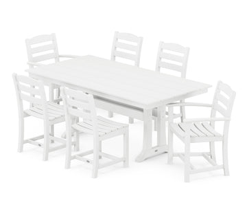 La Casa Café 7-Piece Farmhouse Dining Set with Trestle Legs