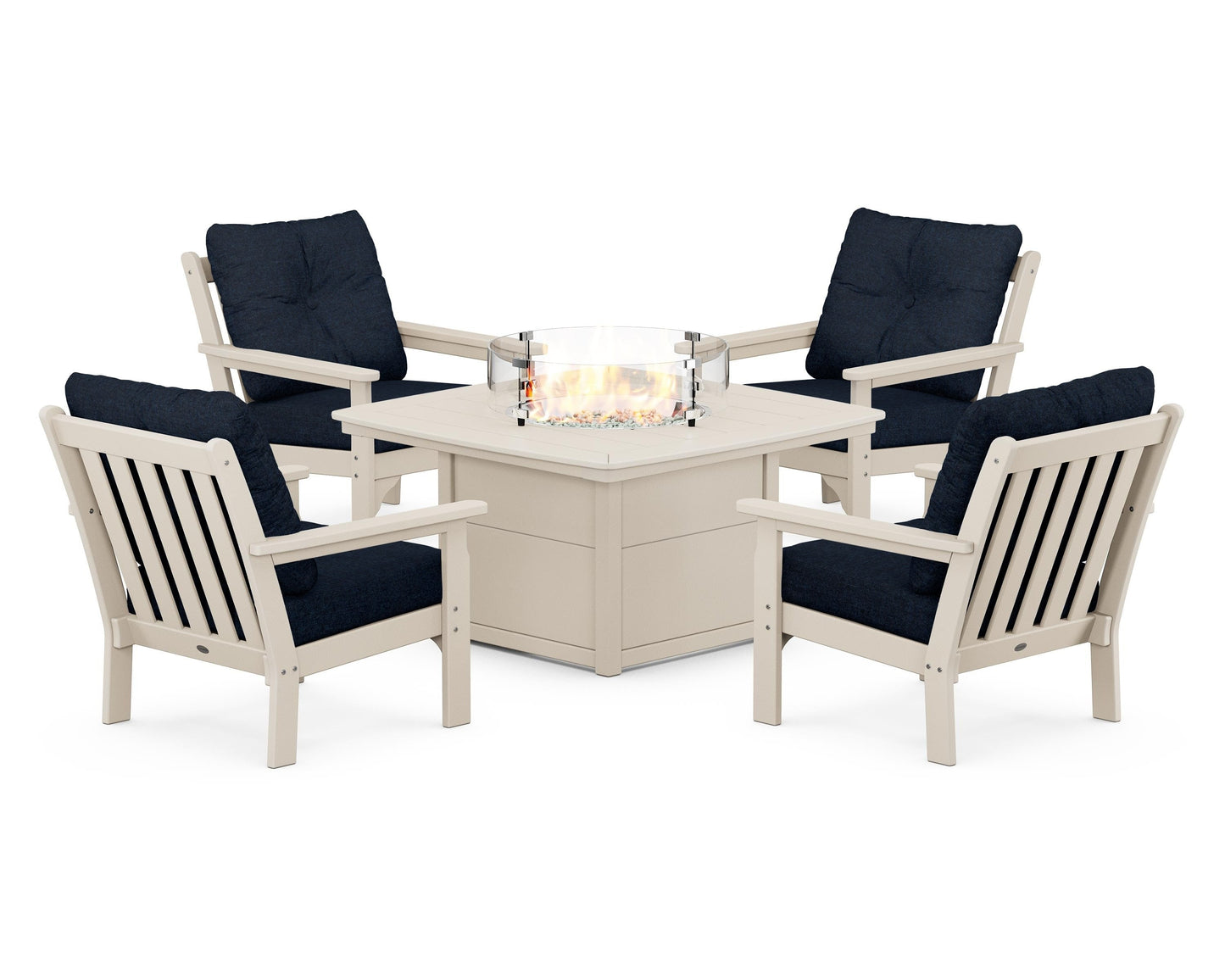 Vineyard 5-Piece Conversation Set with Fire Pit Table