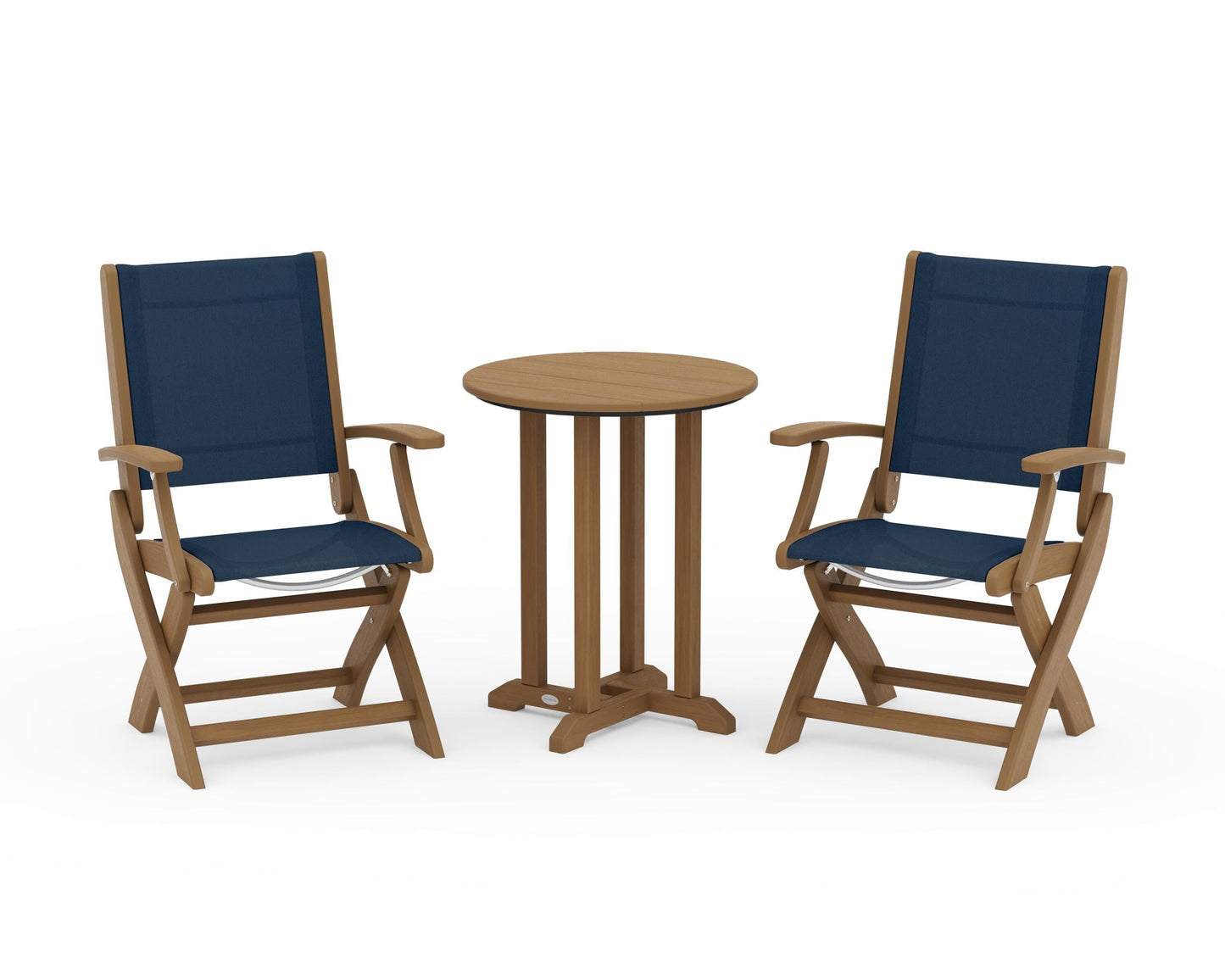Coastal Folding 3-Piece Round Bistro Dining Set
