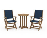 Coastal Folding 3-Piece Round Bistro Dining Set