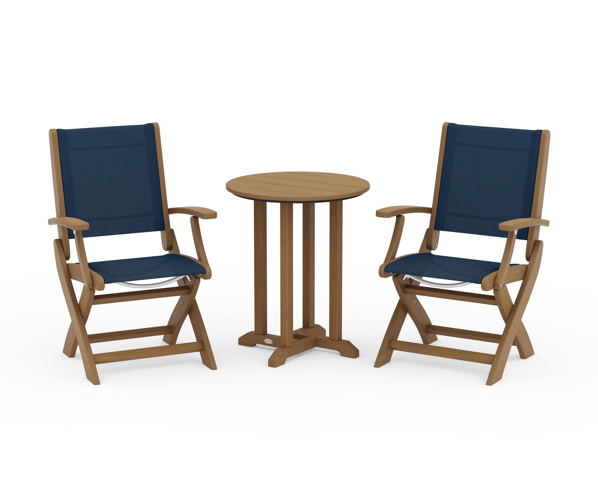 Coastal Folding 3-Piece Round Bistro Dining Set