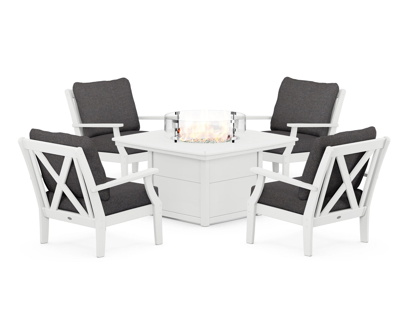 Braxton 5-Piece Deep Seating Conversation Set with Fire Pit Table