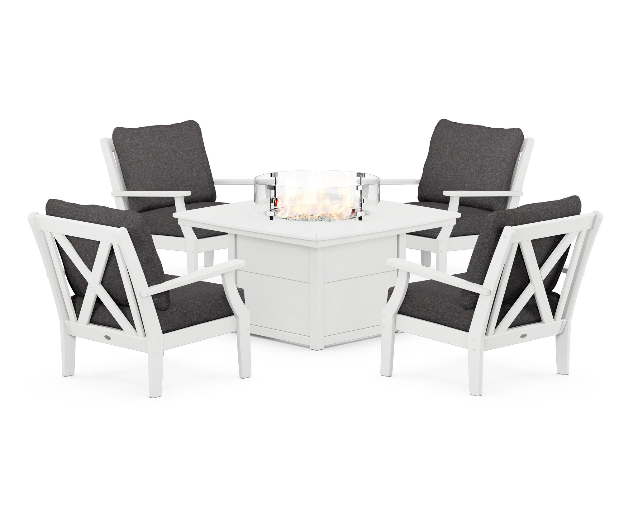 Braxton 5-Piece Deep Seating Conversation Set with Fire Pit Table