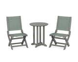 Coastal Folding Side Chair 3-Piece Round Bistro Dining Set