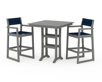 EDGE Sling Arm Chair 3-Piece Farmhouse Bar Set with Trestle Legs