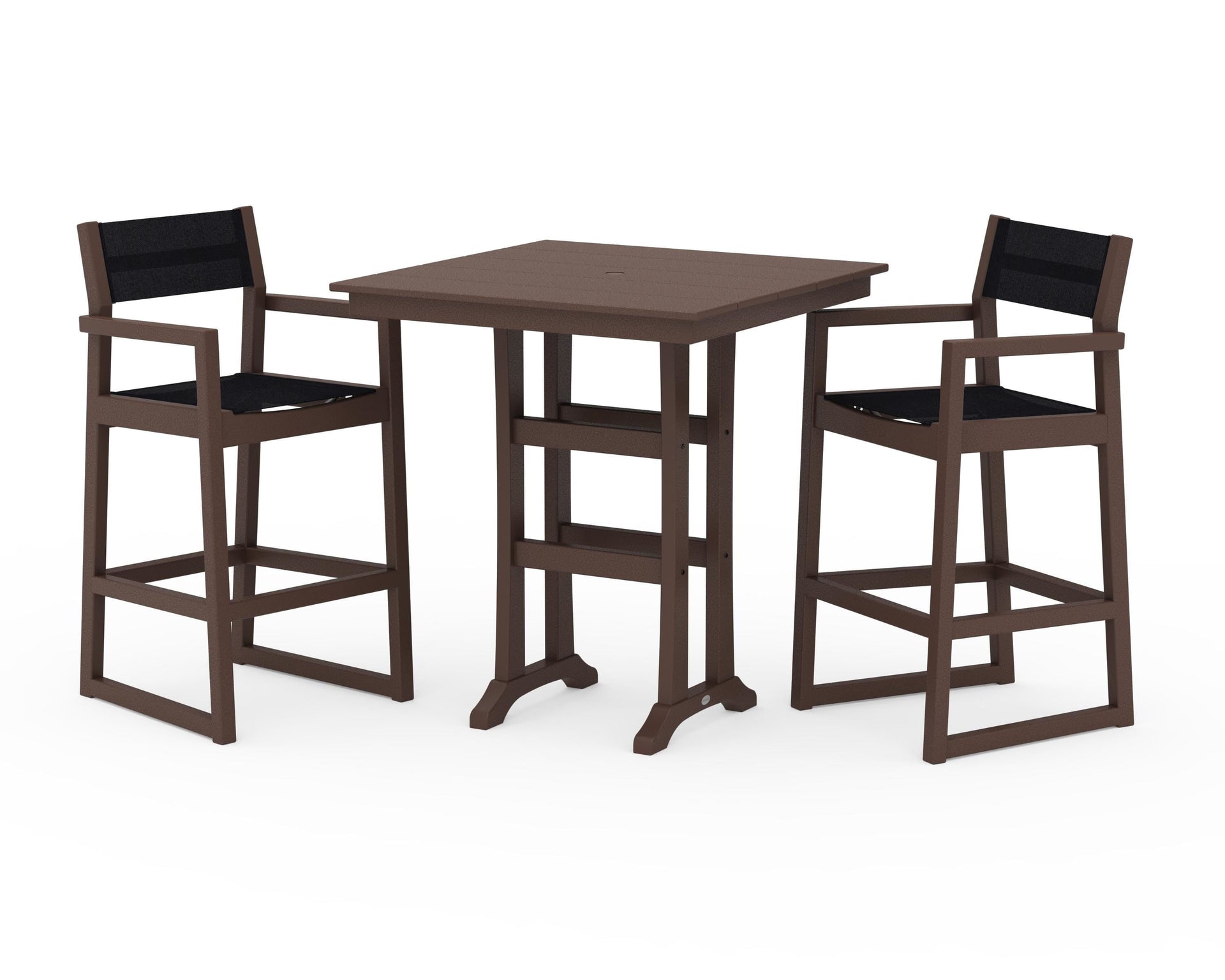 EDGE Sling Arm Chair 3-Piece Farmhouse Bar Set with Trestle Legs