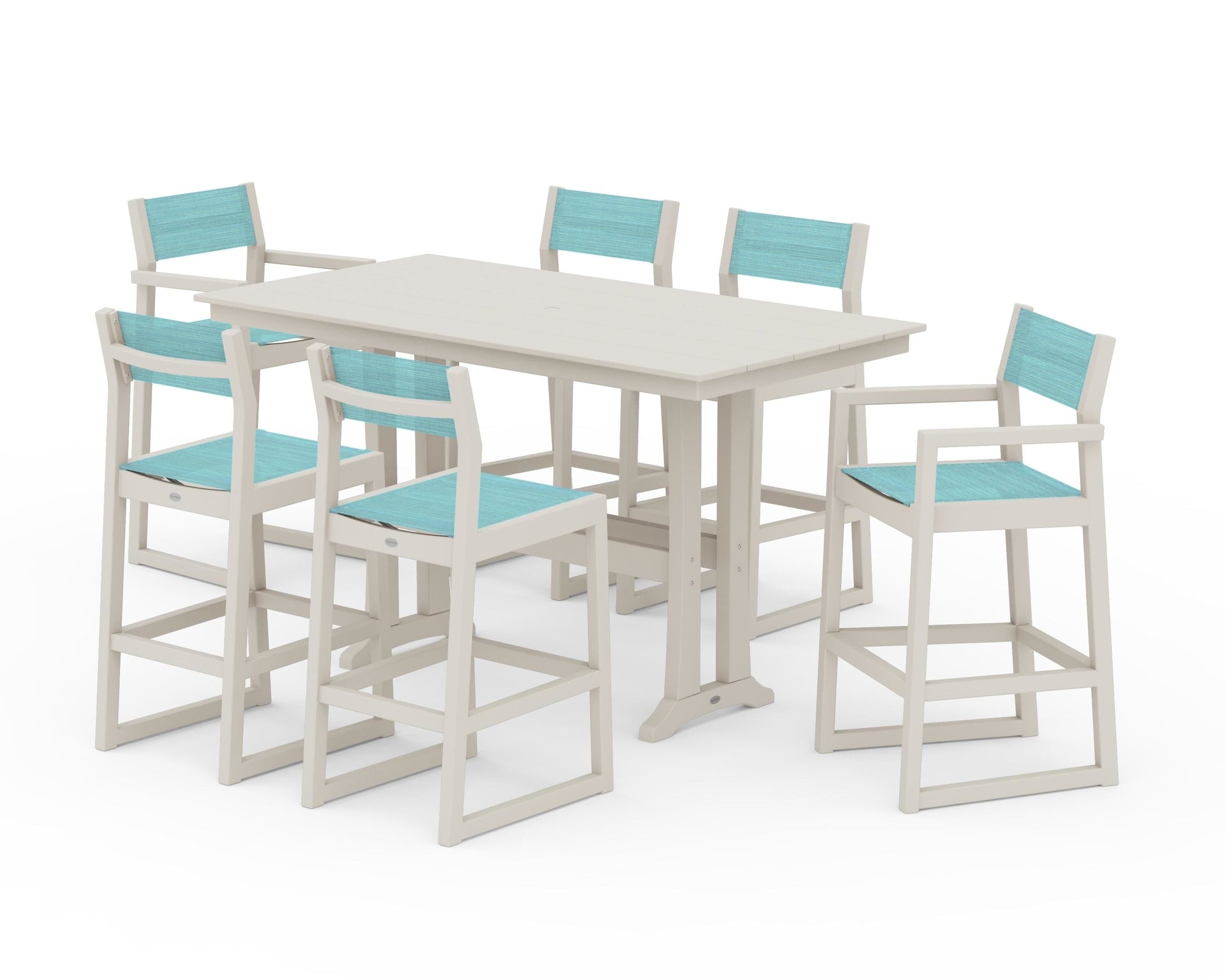EDGE Sling 7-Piece Farmhouse Bar Set with Trestle Legs