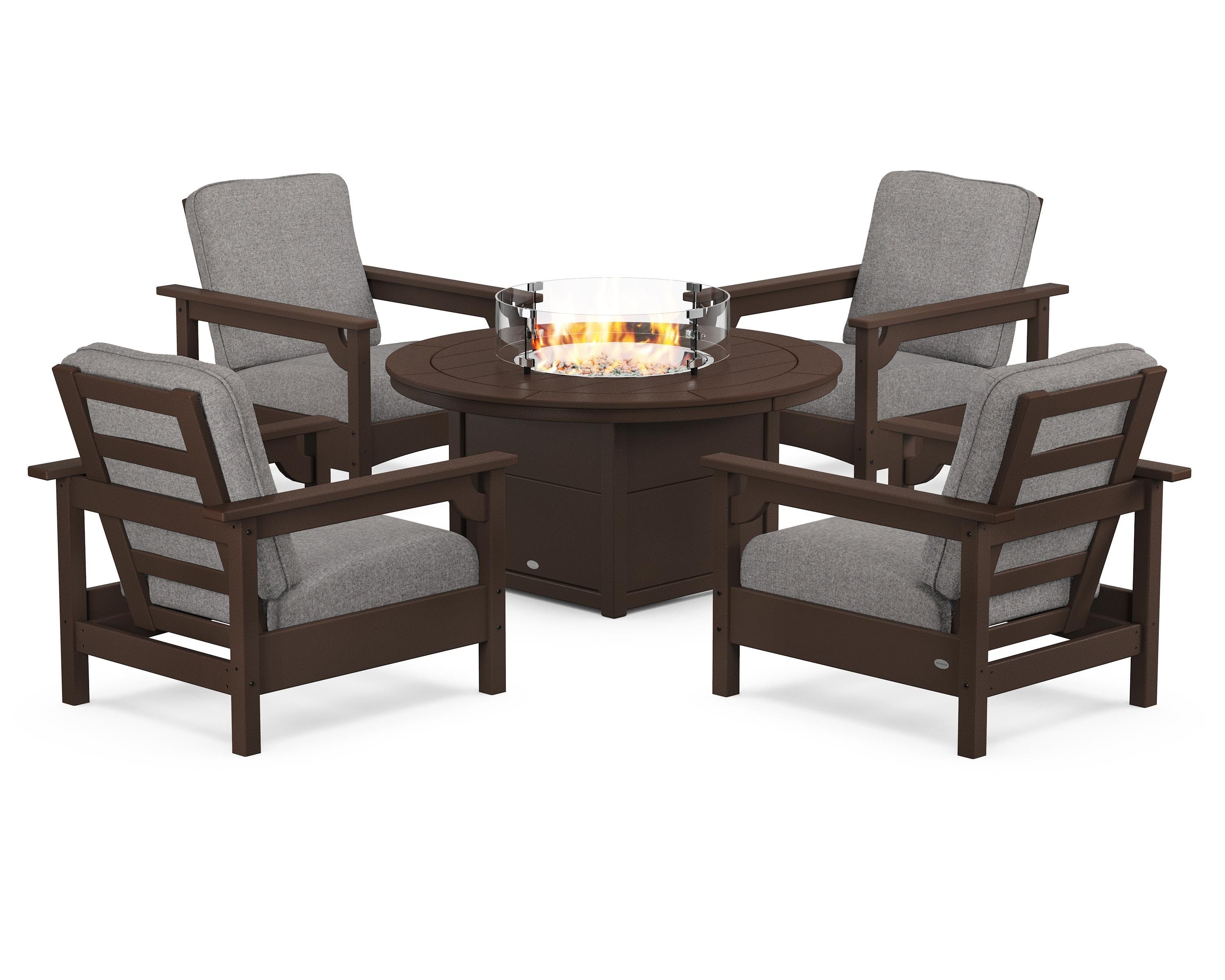 Club 5-Piece Conversation Set with Fire Pit Table