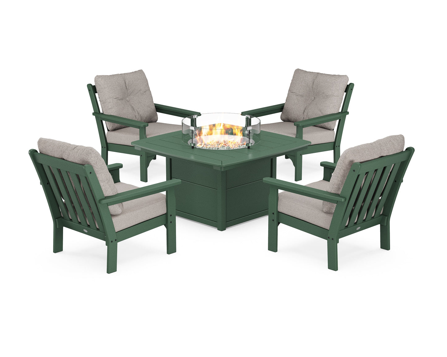 Vineyard 5-Piece Conversation Set with Fire Pit Table