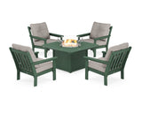 Vineyard 5-Piece Conversation Set with Fire Pit Table