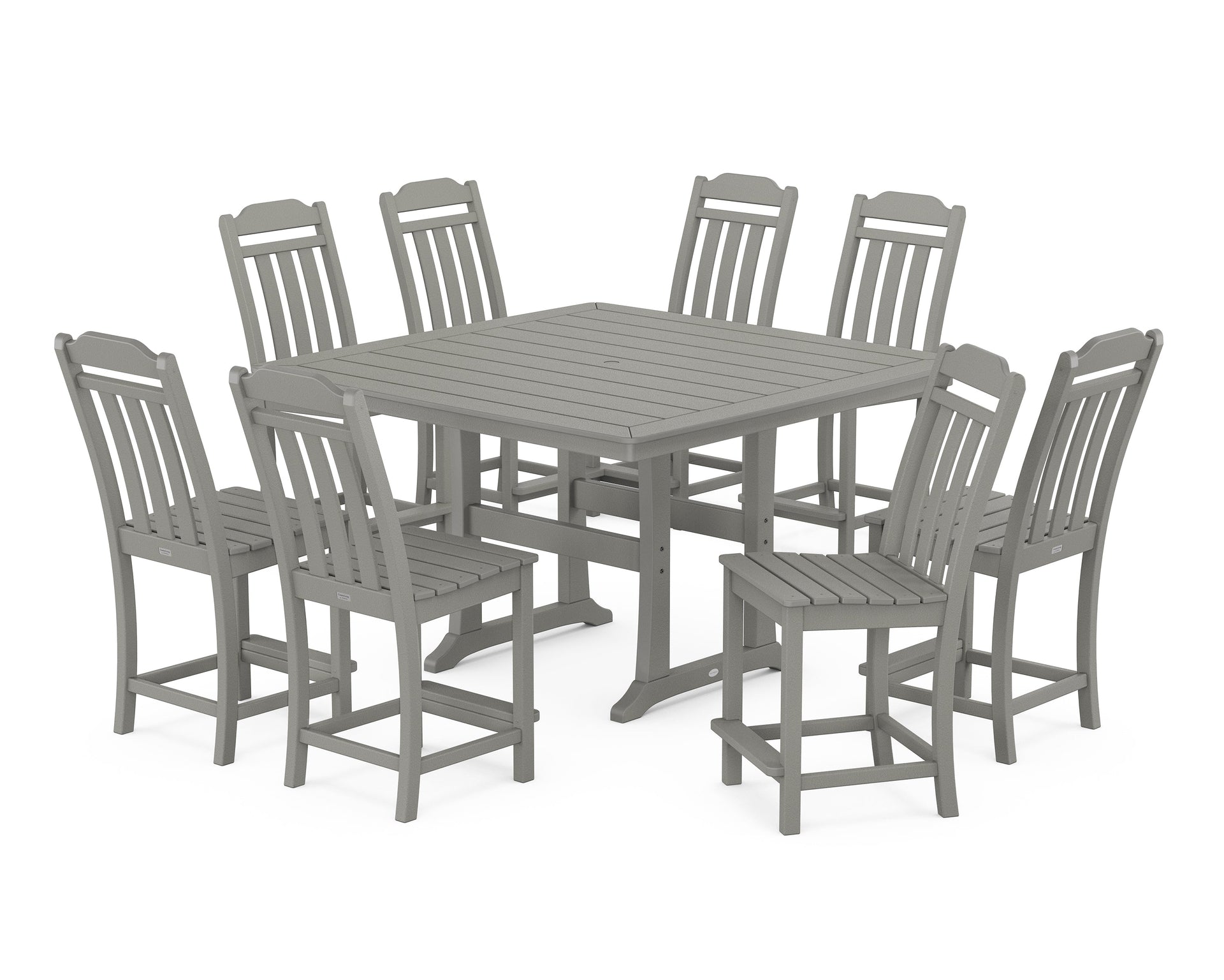 Cottage 9-Piece Square Side Chair Counter Set with Trestle Legs
