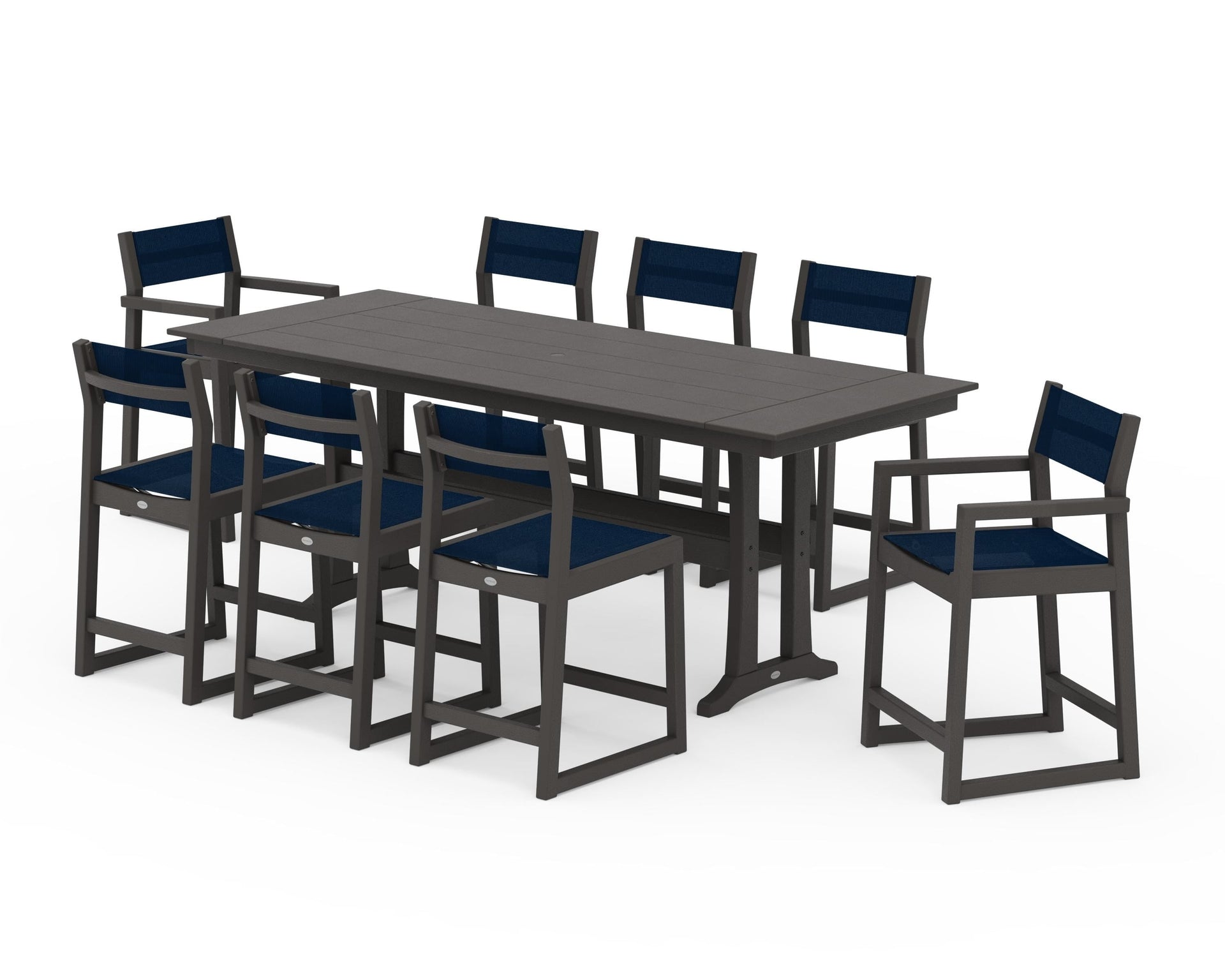EDGE Sling 9-Piece Farmhouse Counter Set with Trestle Legs