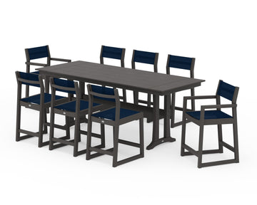 EDGE Sling 9-Piece Farmhouse Counter Set with Trestle Legs