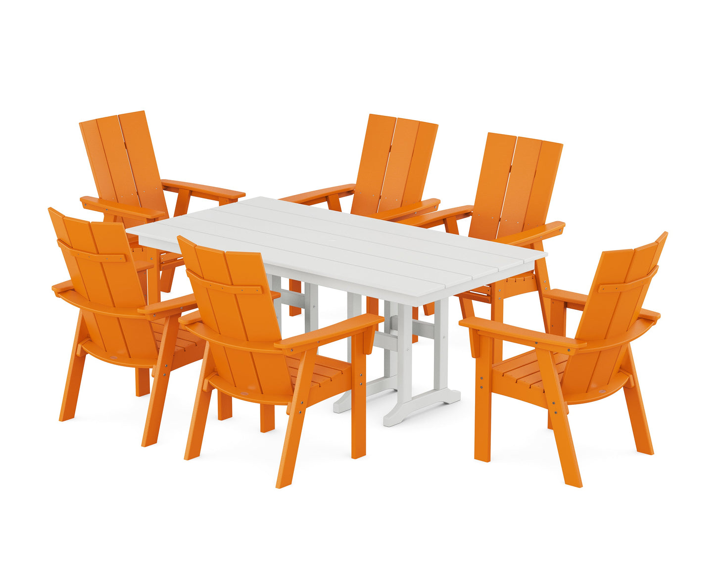 Modern Curveback Adirondack 7-Piece Farmhouse Dining Set