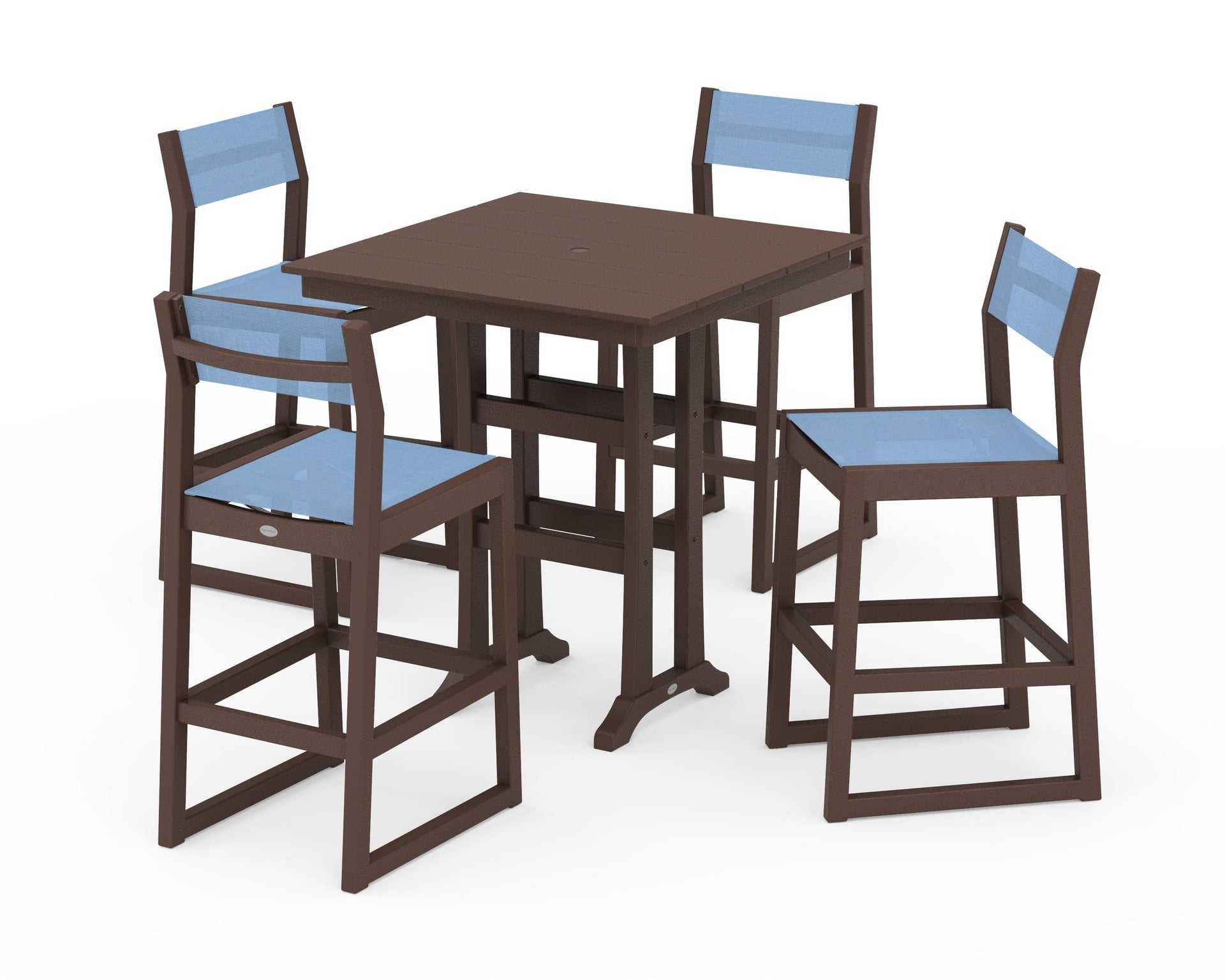 EDGE Sling Arm Chair 5-Piece Farmhouse Bar Set with Trestle Legs