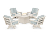 Vineyard 5-Piece Deep Seating Swivel Conversation Set with Fire Pit Table
