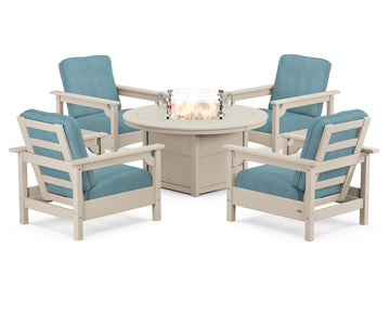 Club 5-Piece Conversation Set with Fire Pit Table