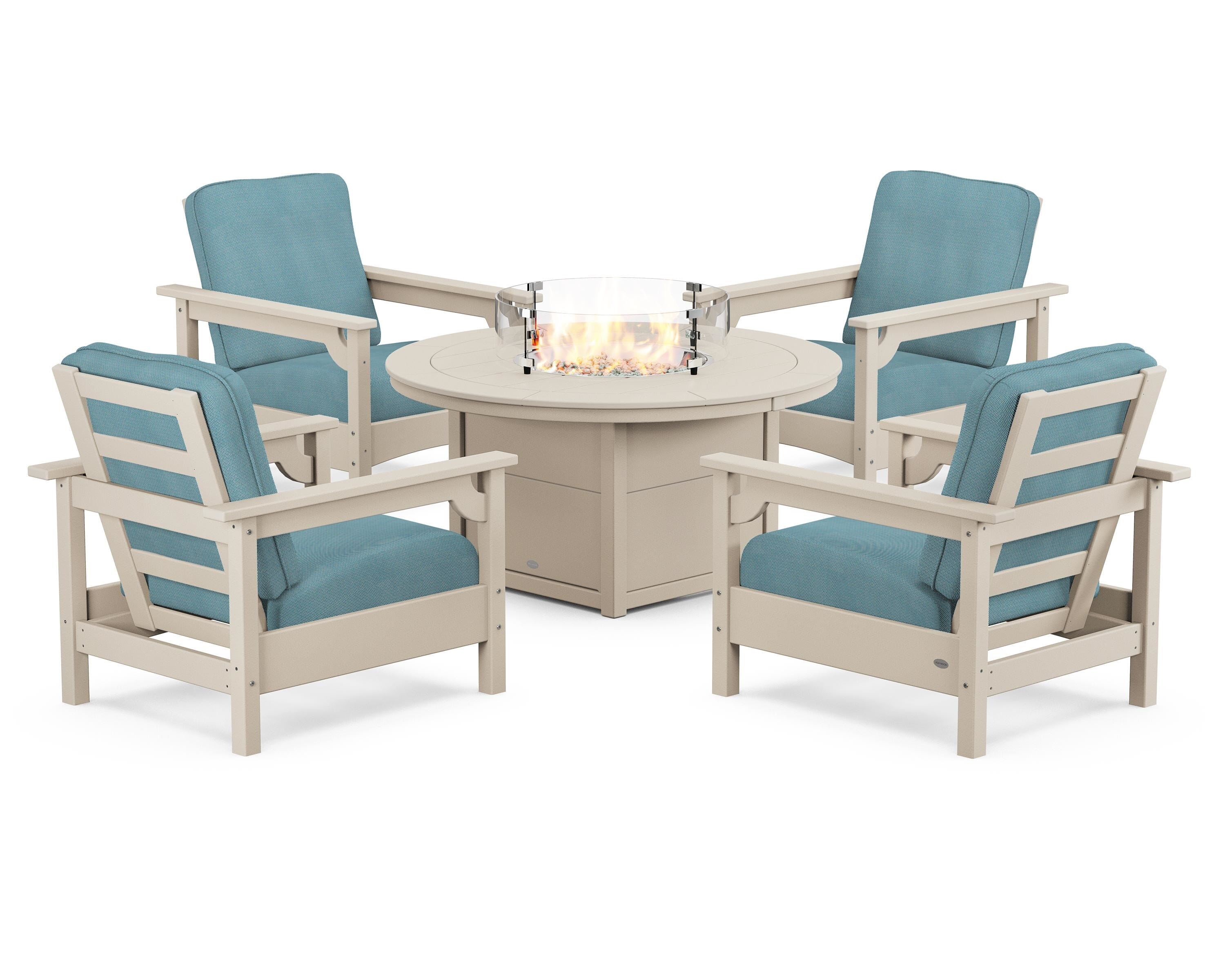 Club 5-Piece Conversation Set with Fire Pit Table