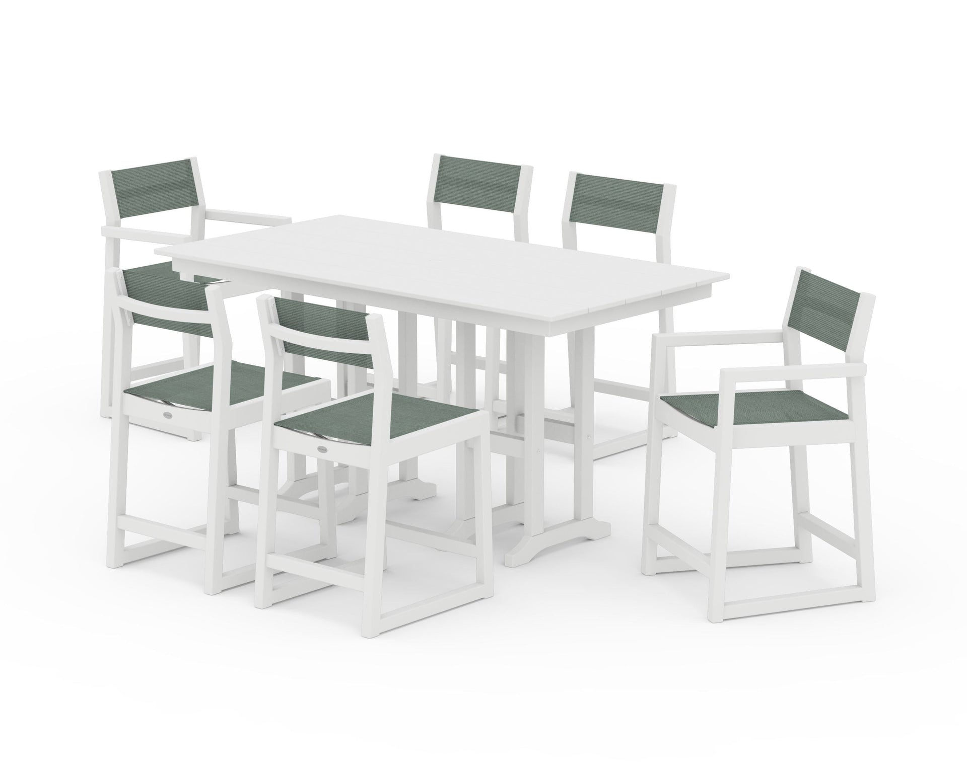 EDGE Sling 7-Piece Farmhouse Counter Set with Trestle Legs