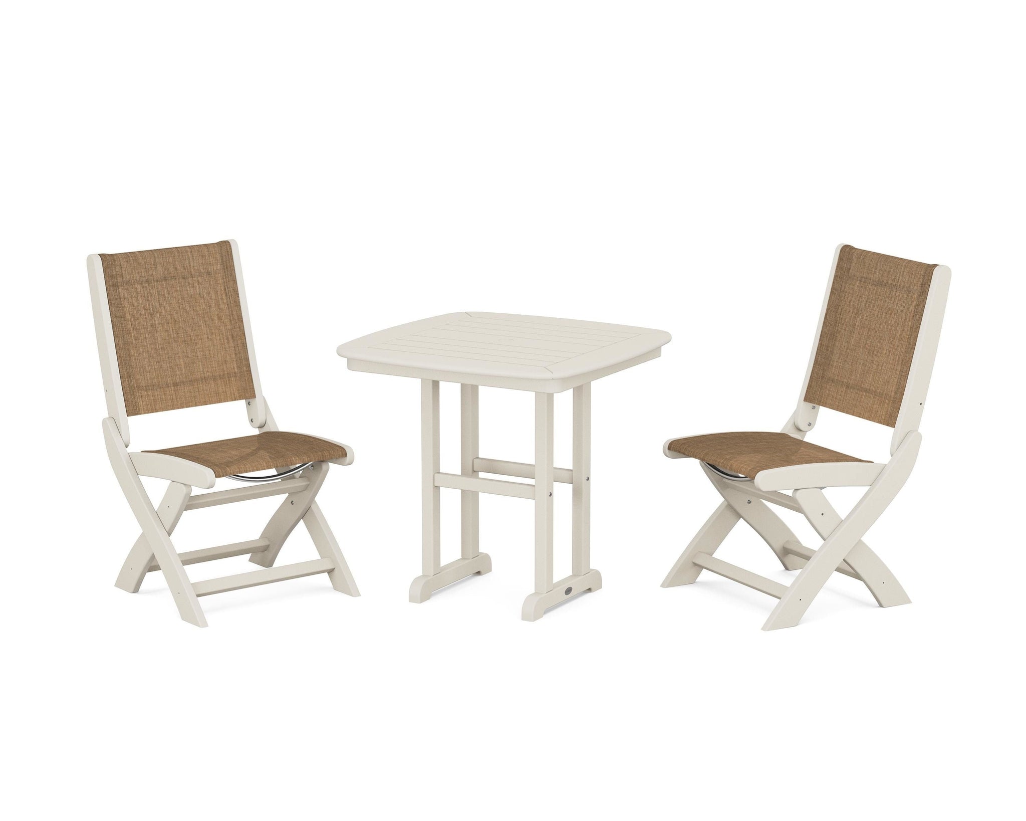 Coastal Folding Side Chair 3-Piece Dining Set