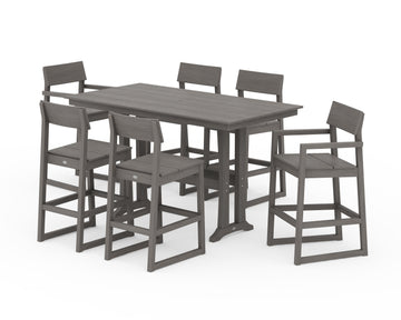 EDGE 7-Piece Farmhouse Bar Set with Trestle Legs