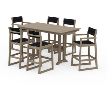 EDGE Sling 7-Piece Farmhouse Bar Set with Trestle Legs
