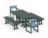 EDGE Sling Arm Chair 5-Piece Farmhouse Dining Set with Benches