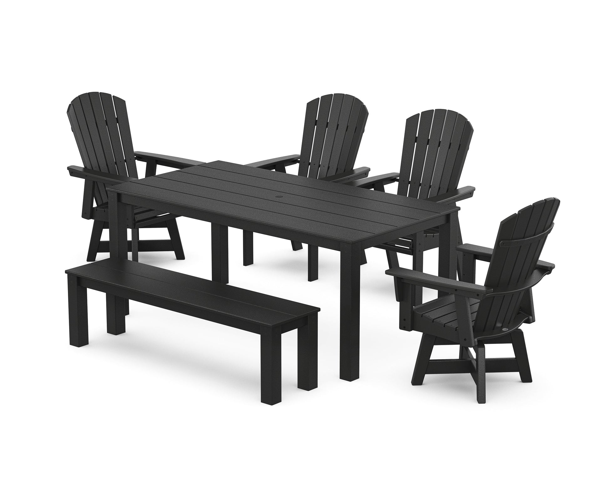 Nautical Curveback Adirondack Swivel 6-Piece Parsons Dining Set with Bench